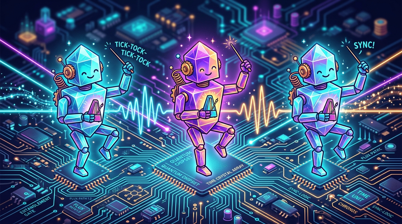 Quantum Flash Mob: Distant Time Crystals Spontaneously Synchronize Across a Microchip