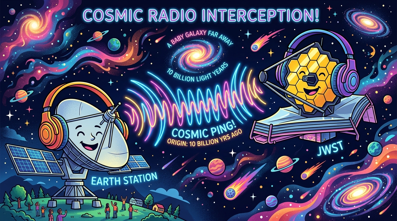 The 10-Billion-Year-Old Voicemail: Webb and MeerKAT Catch the Most Distant Radio Flash in Cosmic History