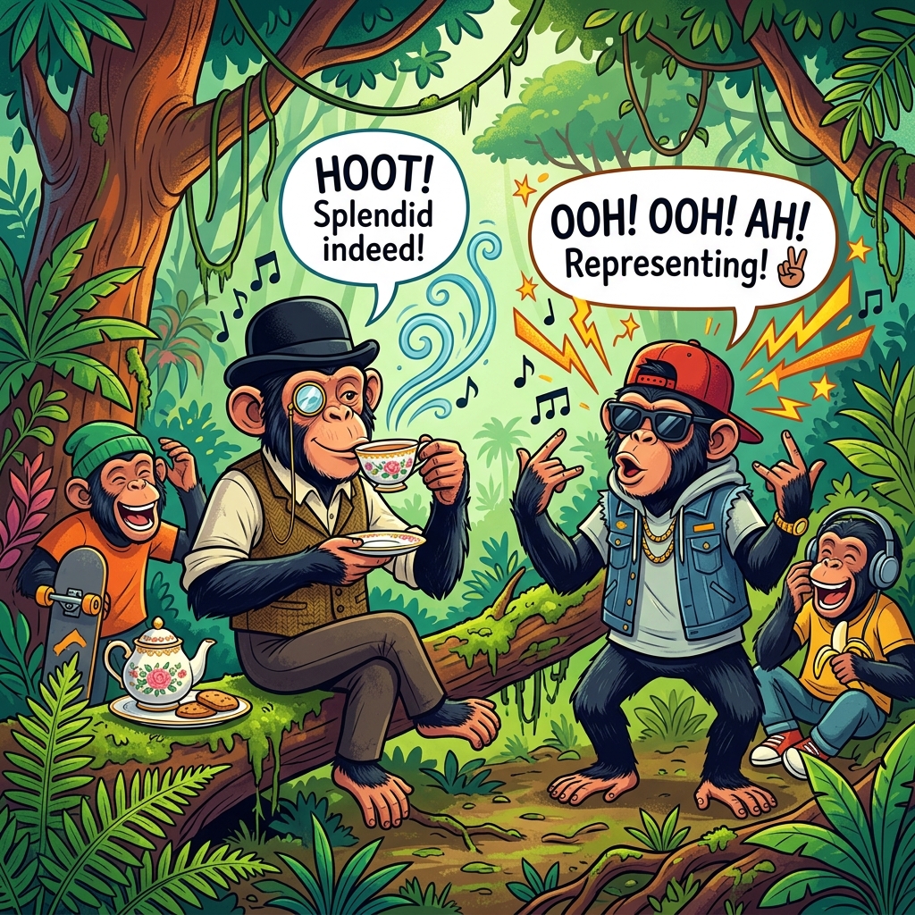 The Jungle Dialect Club: Teenage Chimpanzees Deliberately Develop Regional Accents