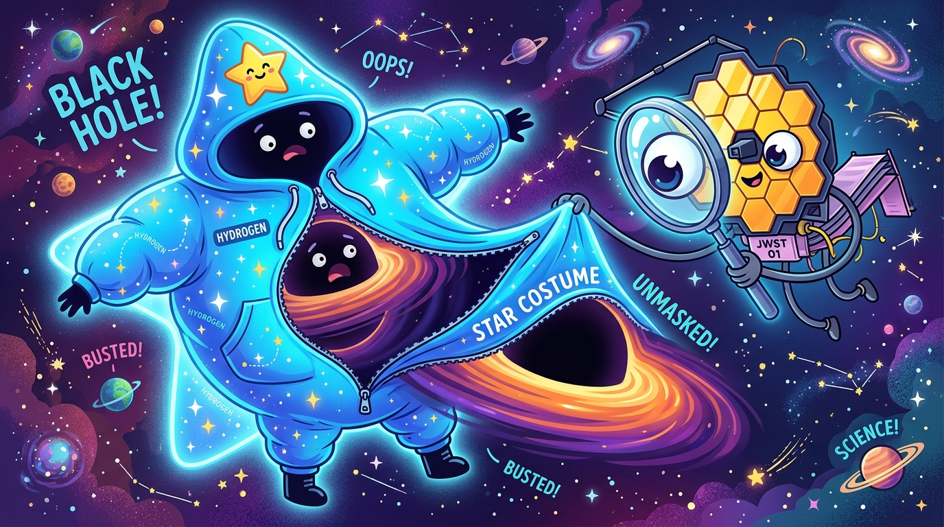 Cosmic Imposter: JWST Unmasks a 100,000-Solar-Mass Black Hole Cosplaying in a Giant Hydrogen Onesie