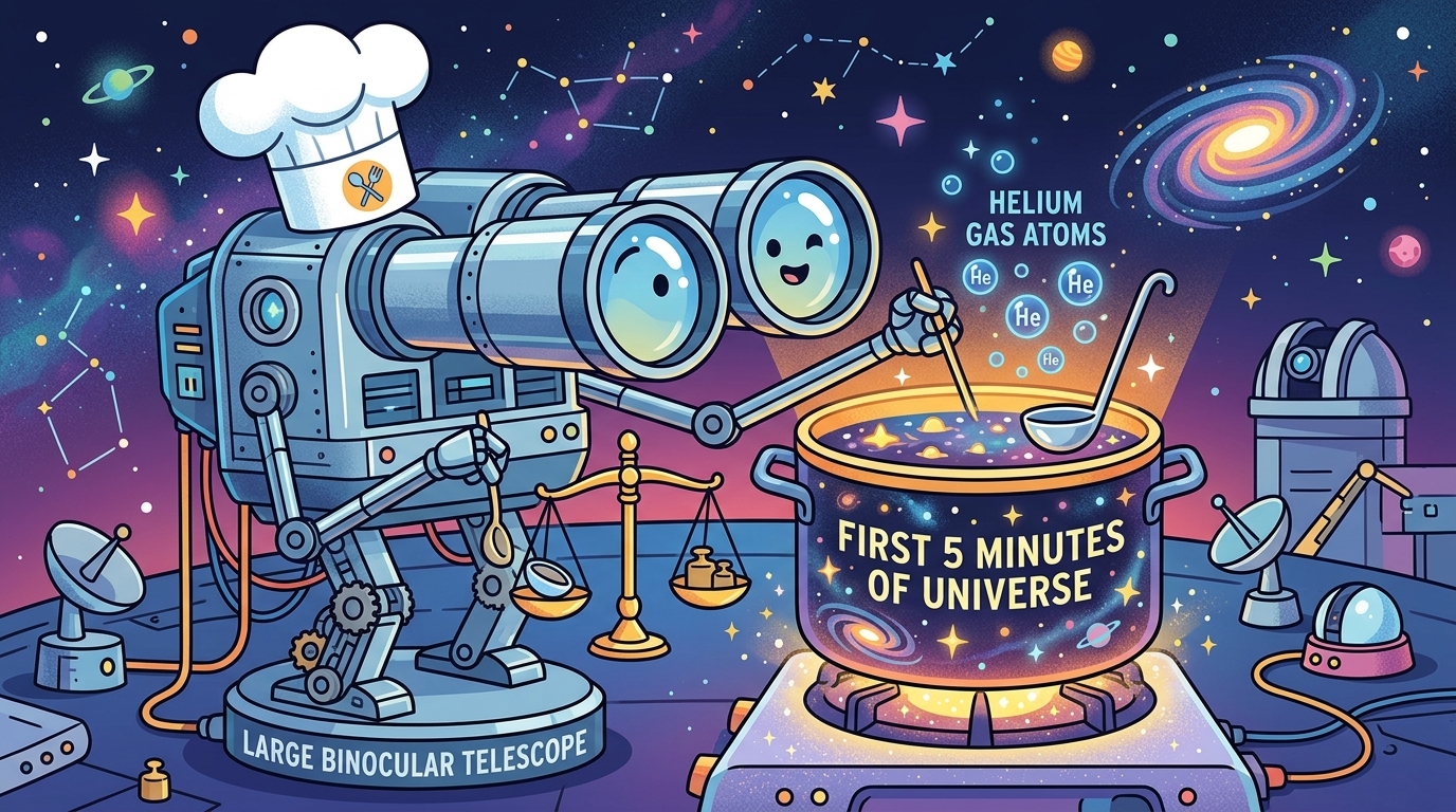 Weighing the Big Bang's Soup: Telescopes Measure Universe's First 5 Minutes Helium to 0.5%