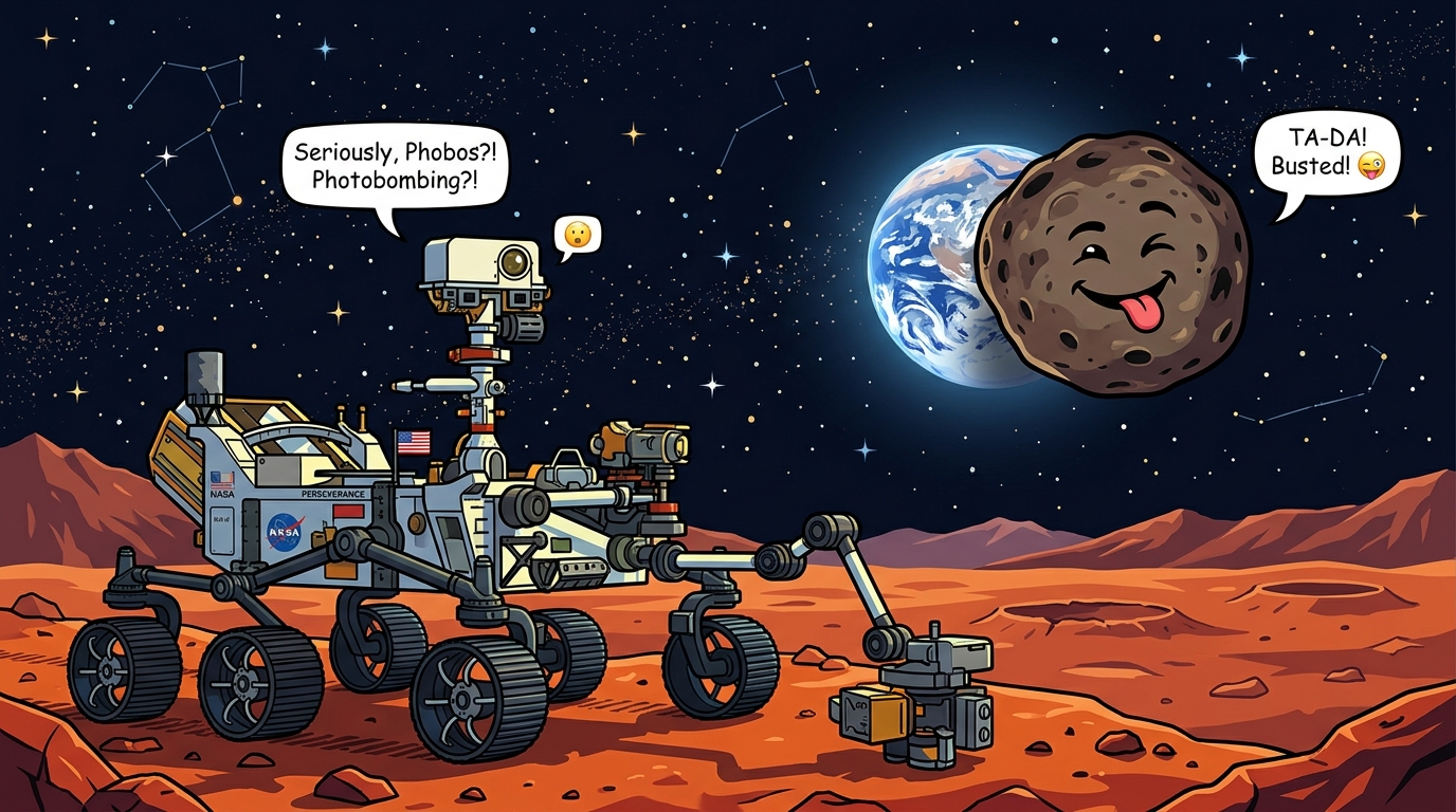 Perseverance Rover Captures the Ultimate Photobomb: Phobos 'Eclipses' Earth