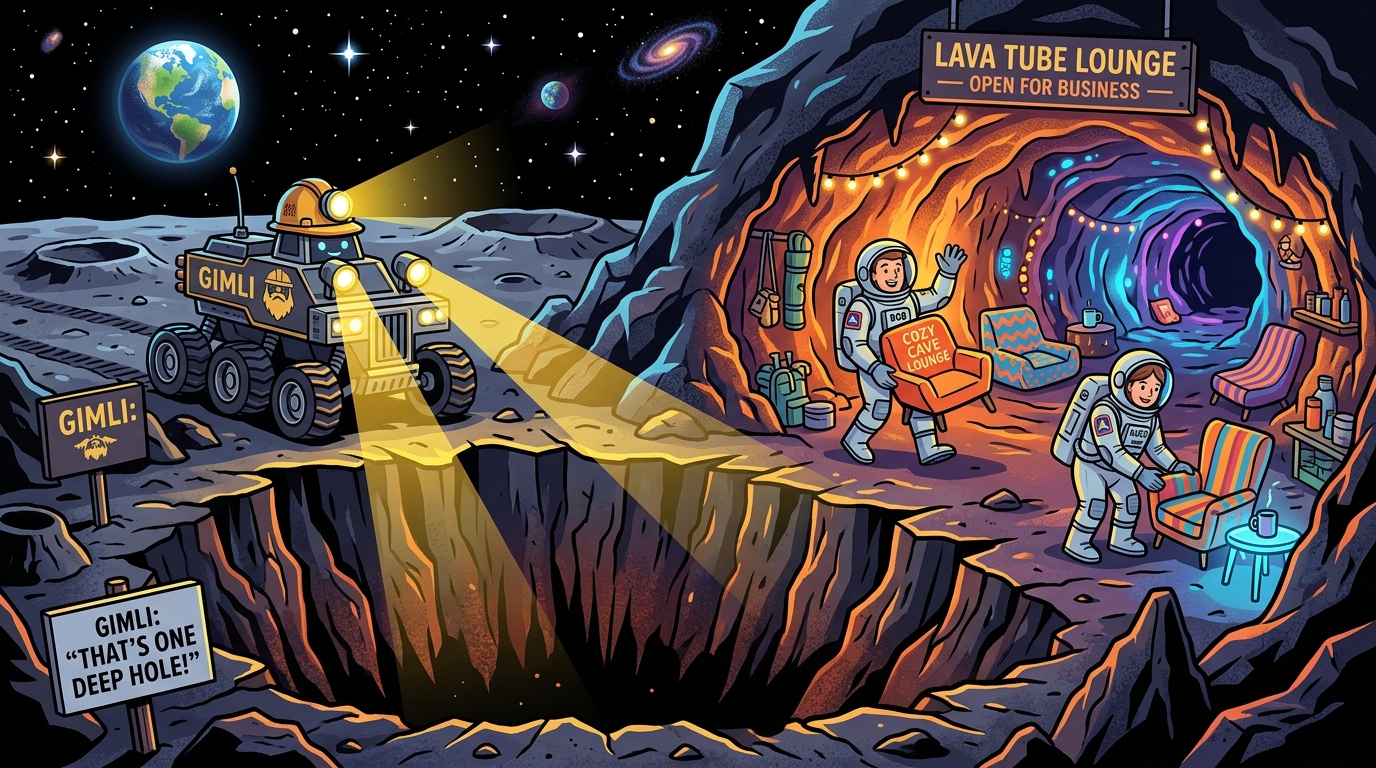NASA Dispatches GIMLI to the Moon: Mining Subterranean Lava Caves for Astronaut Luxury Suites