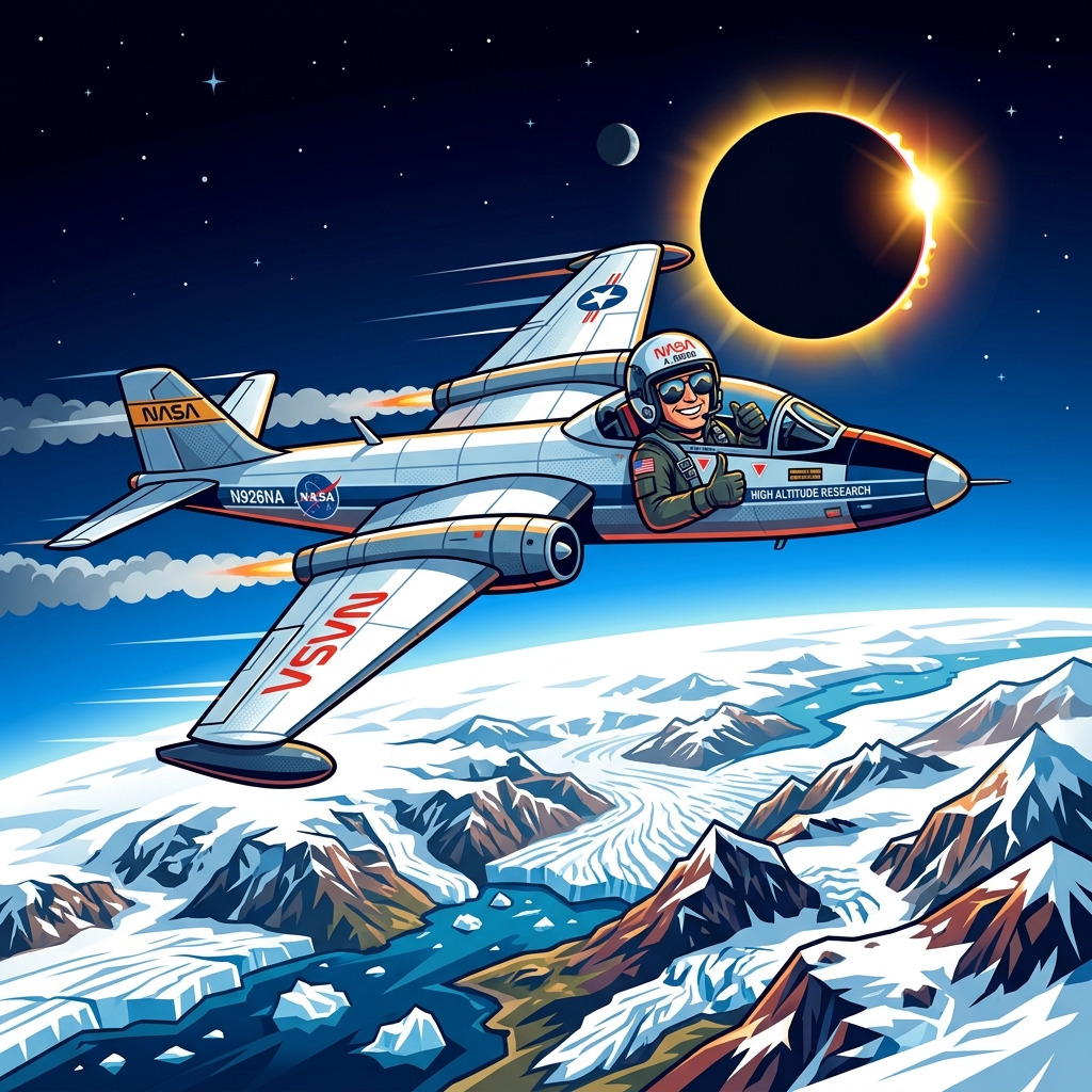Chasing Darkness: NASA Jet Aviators Race the Total Solar Eclipse at 50,000 Feet
