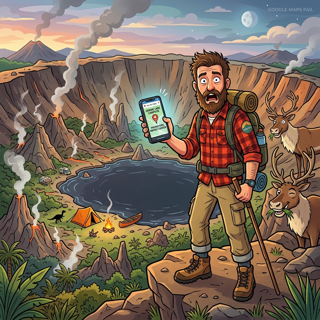 When You Try to Pick a Peaceful Campsite on Google Maps and Stumble into a 390-Million-Year-Old Asteroid Impact
