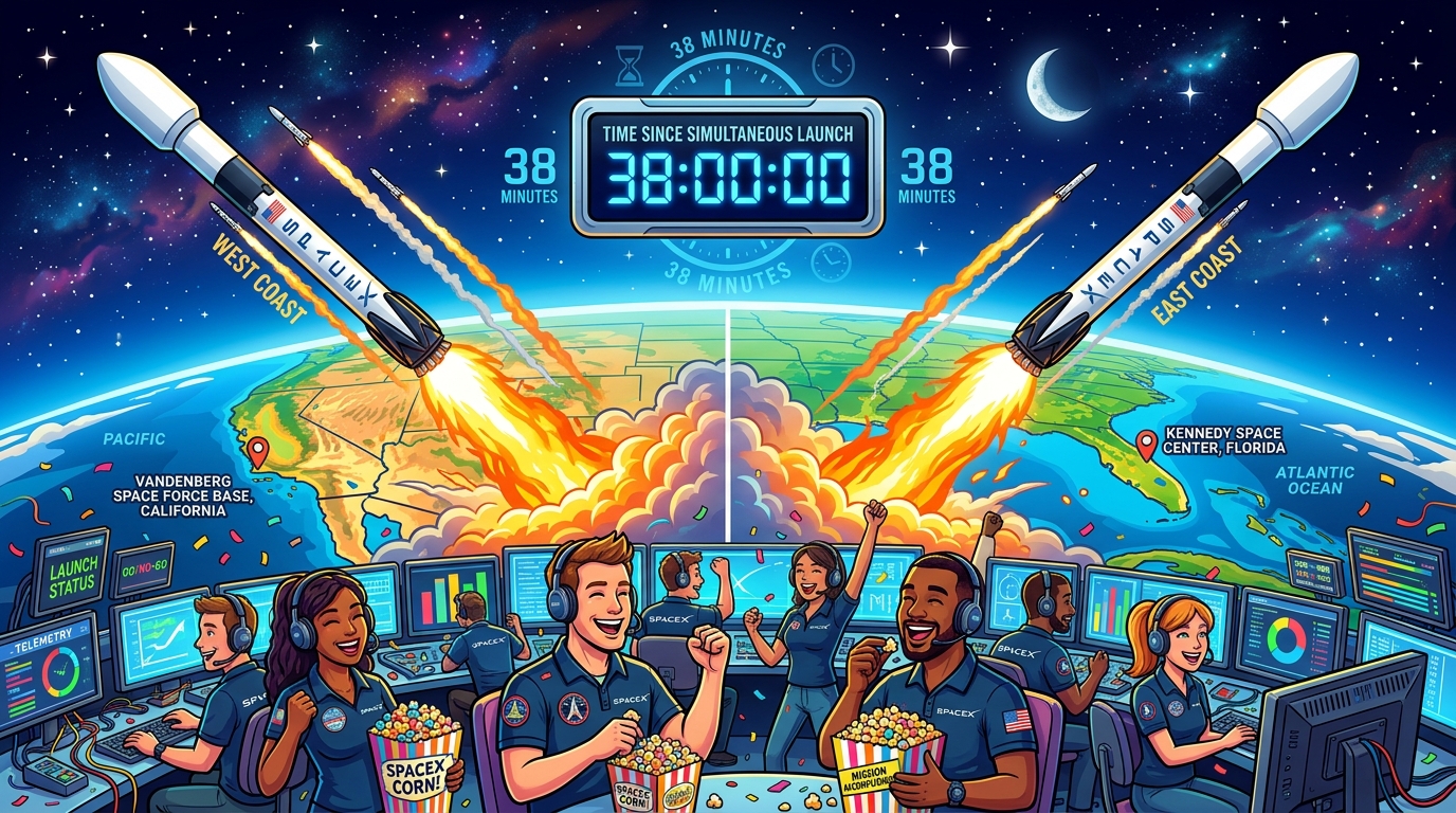 SpaceX Sets Fast-Food Speed Record: Two Orbital Rockets in 38 Minutes