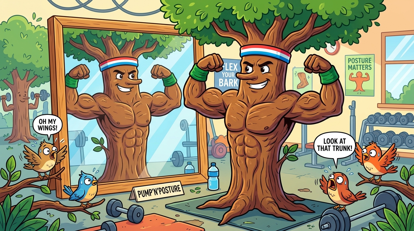 Trunk Day at the Botanical Gym: Trees Have 'Muscles' and Flex Tension Wood to Fix Bad Posture