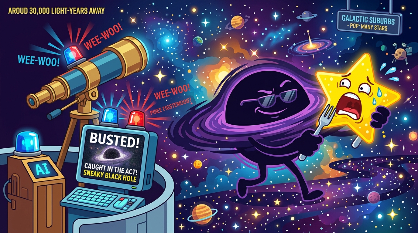 AI Catches Rogue Supermassive Black Hole Wandering the Suburbs and Eating a Star